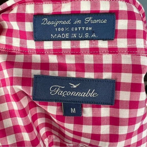 3/$30 🍂 Façonnable Gingham Print Dark Pink Long Sleeve Button Down Shirt - Picture 10 of 11